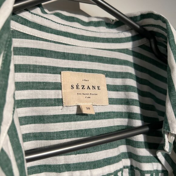 Sezane green striped buttoned shirt - Picture 3 of 4